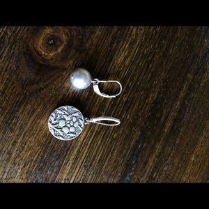 Mismatched Reversible Pearl Jade Earrings